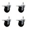 Service Caster 3.5'' Hard Rubber Swivel 7/16'' Grip Ring Stem Caster Set Total Lock Brake, 4PK SCC-GRTTL20S3514-HRS-716138-4 - alternate 1